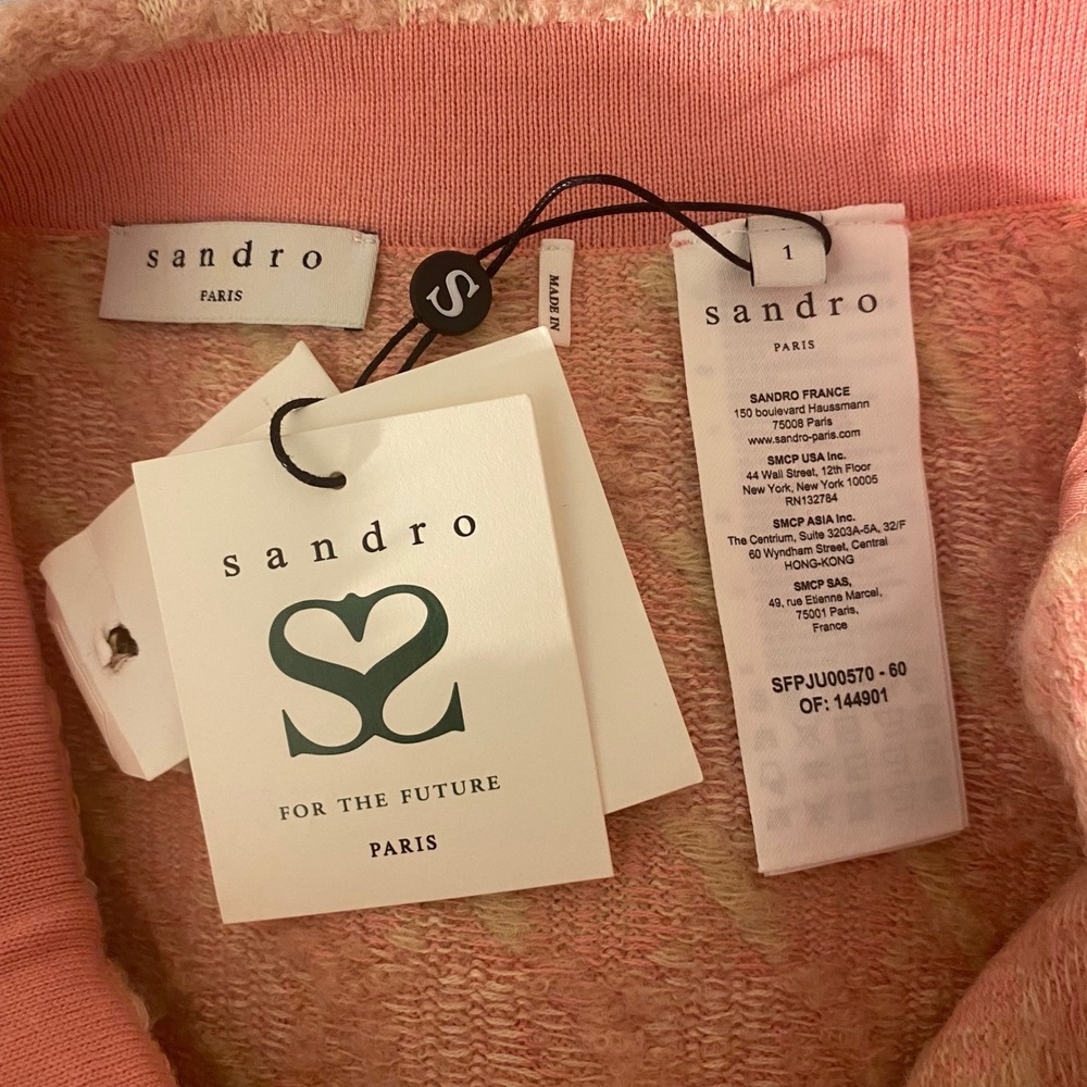 SANDRO Louisa Houndstooth Jacquard-Knit Mini Skirt 4(S) Pink Coquette Preppy NEW - Picture 9 of 15